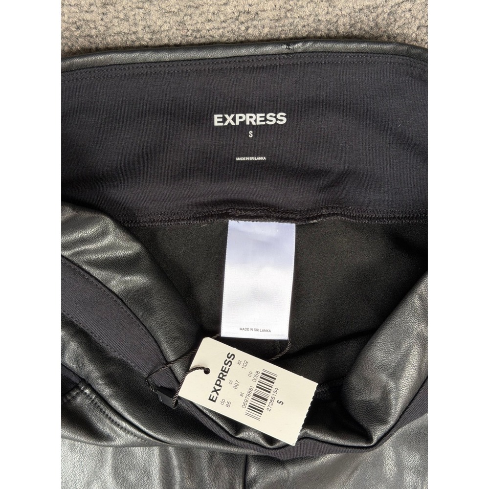 Express Black Faux Leather Leggings High Waisted Skinny Pants Small NWT - Picture 2 of 7
